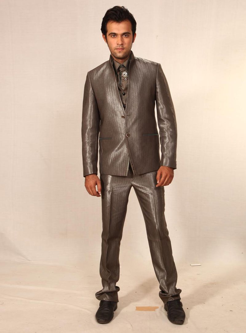 Grey Italian Designer Suit 128012