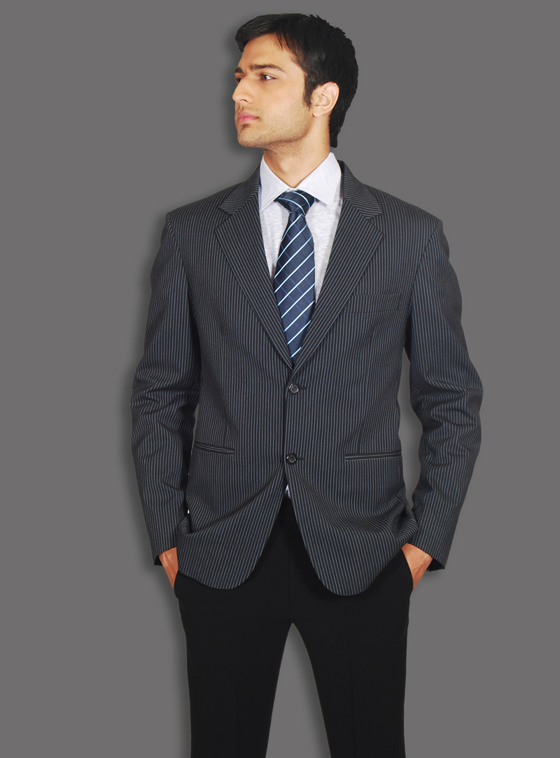 Blue Wool Formal Suit 128022