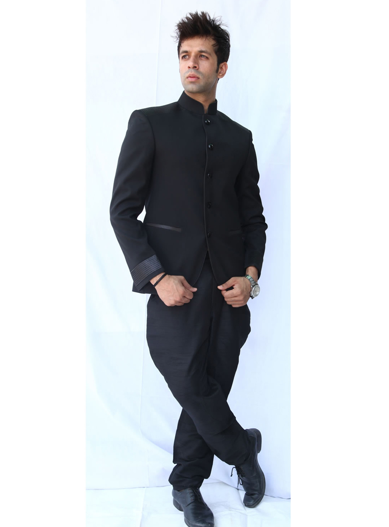 Black Imported Jodhpuri Suit 128025