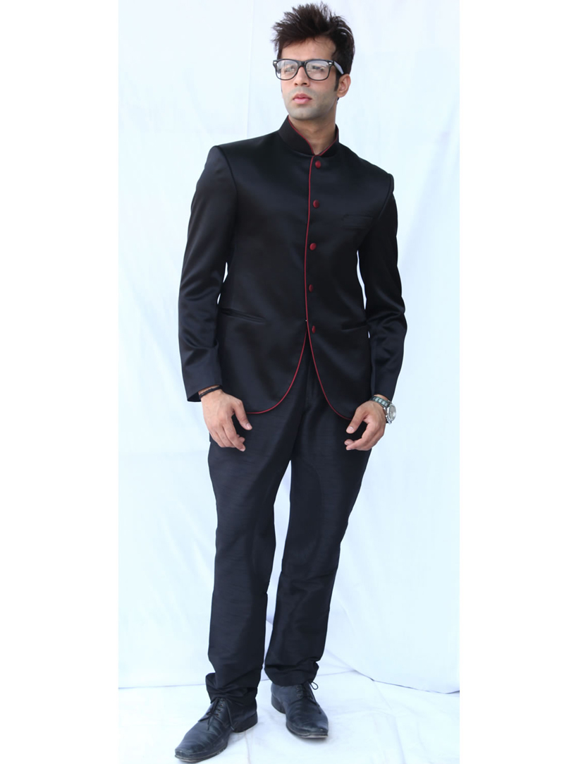 Black Italian Jodhpuri Suit 128026