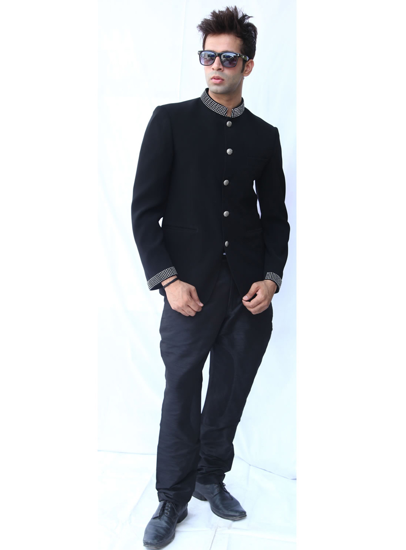 Black Imported Jodhpuri Suit 128027