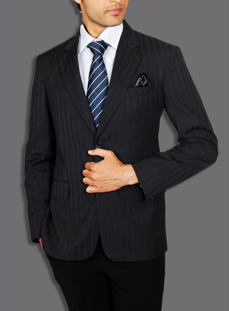 Black Wool Formal Suit 128034