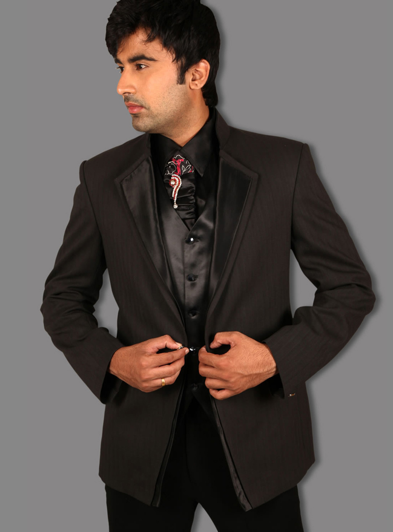 Black Satin Tuxedos Suit 128045