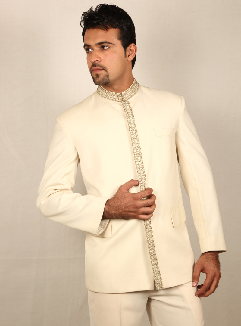 White Imported Jodhpuri Suit 128047