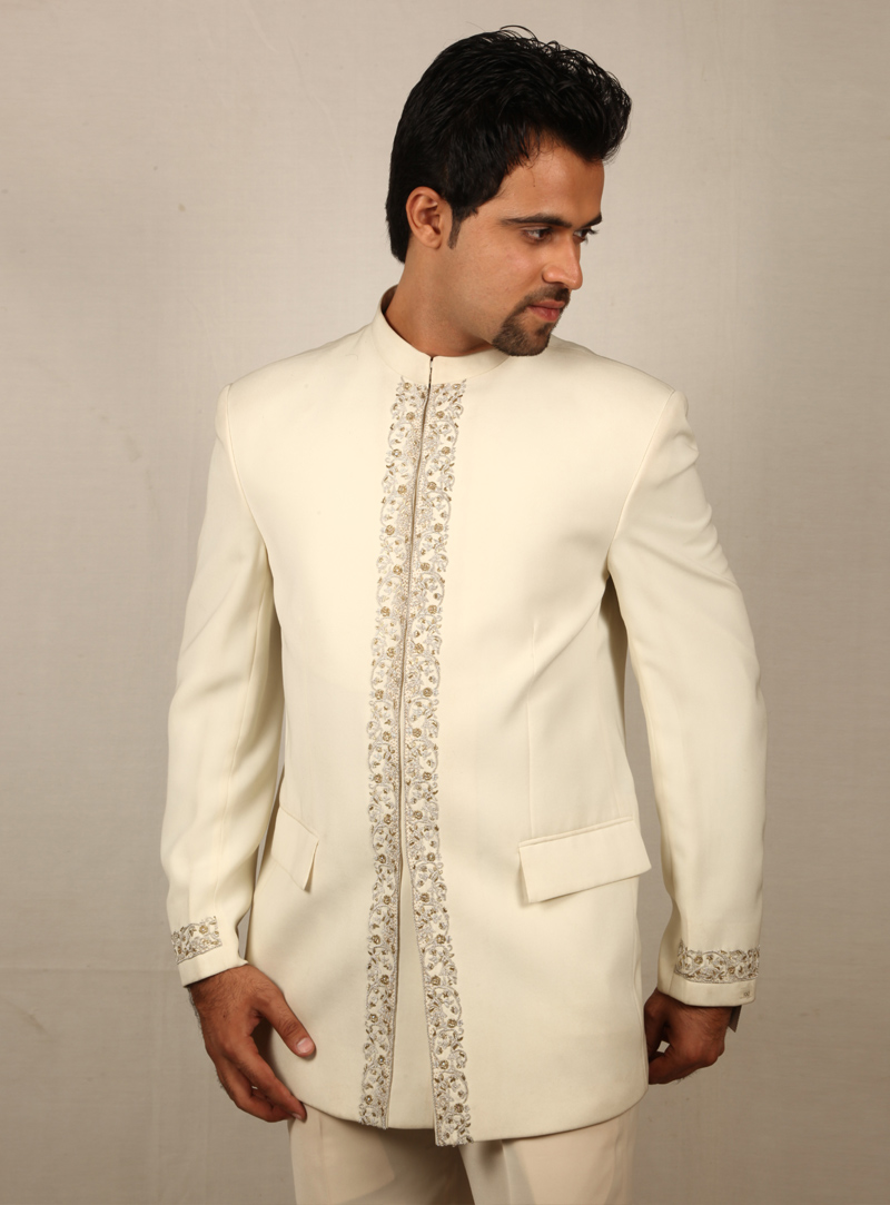 White Imported Jodhpuri Suit 128048