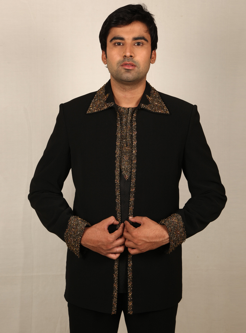 Black Imported Jodhpuri Suit 128060