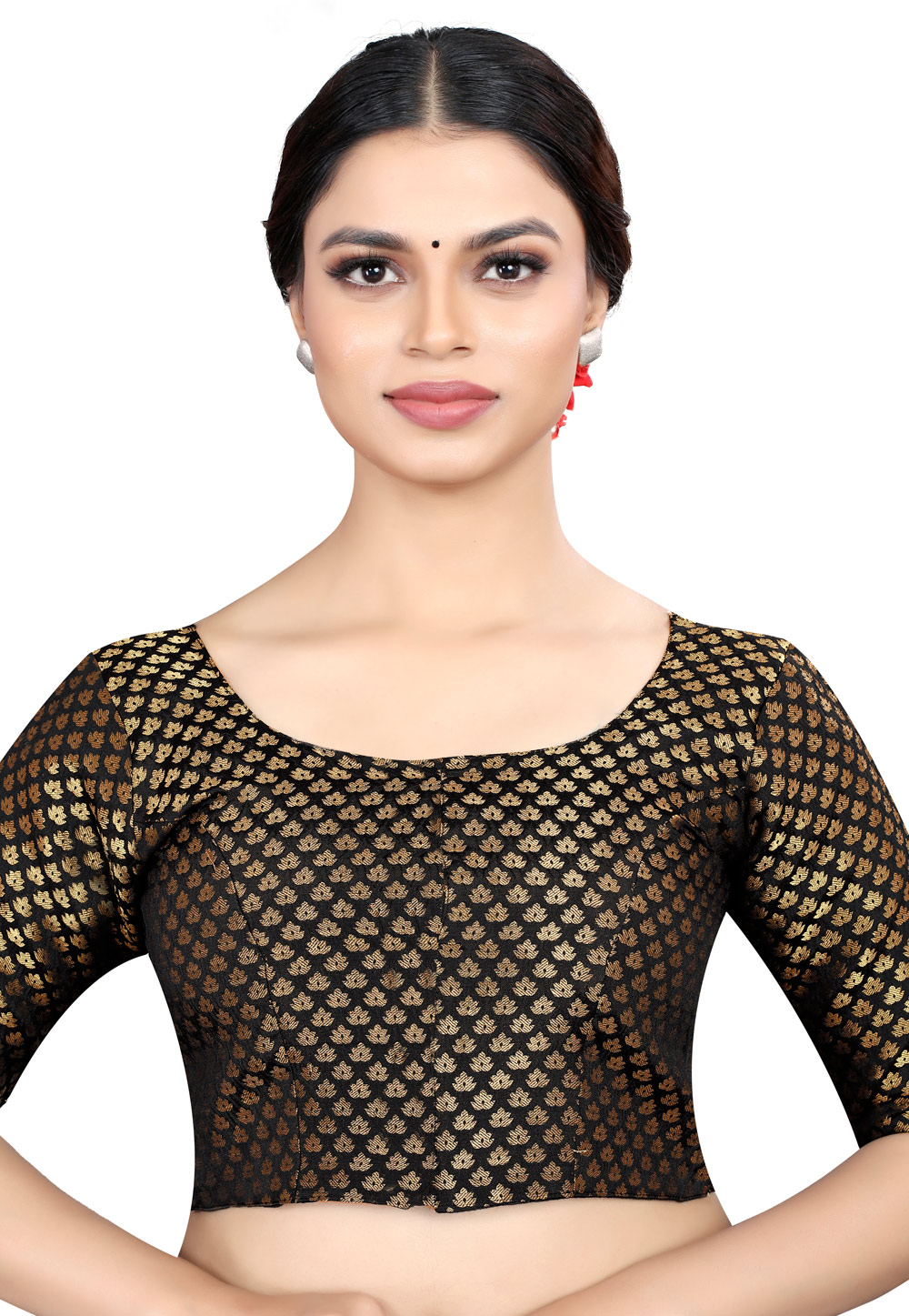 Black Banarasi Silk Readymade Blouse 265069