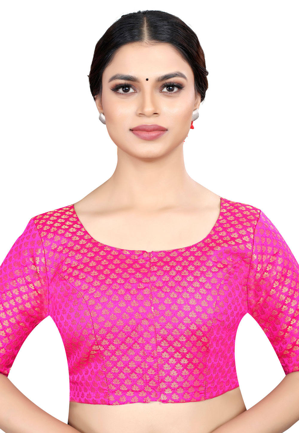 Pink Banarasi Silk Readymade Blouse 265070