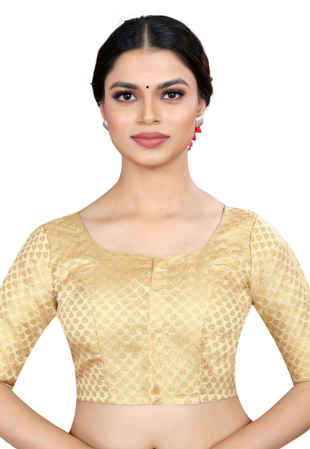 Beige Banarasi Silk Readymade Blouse 265073