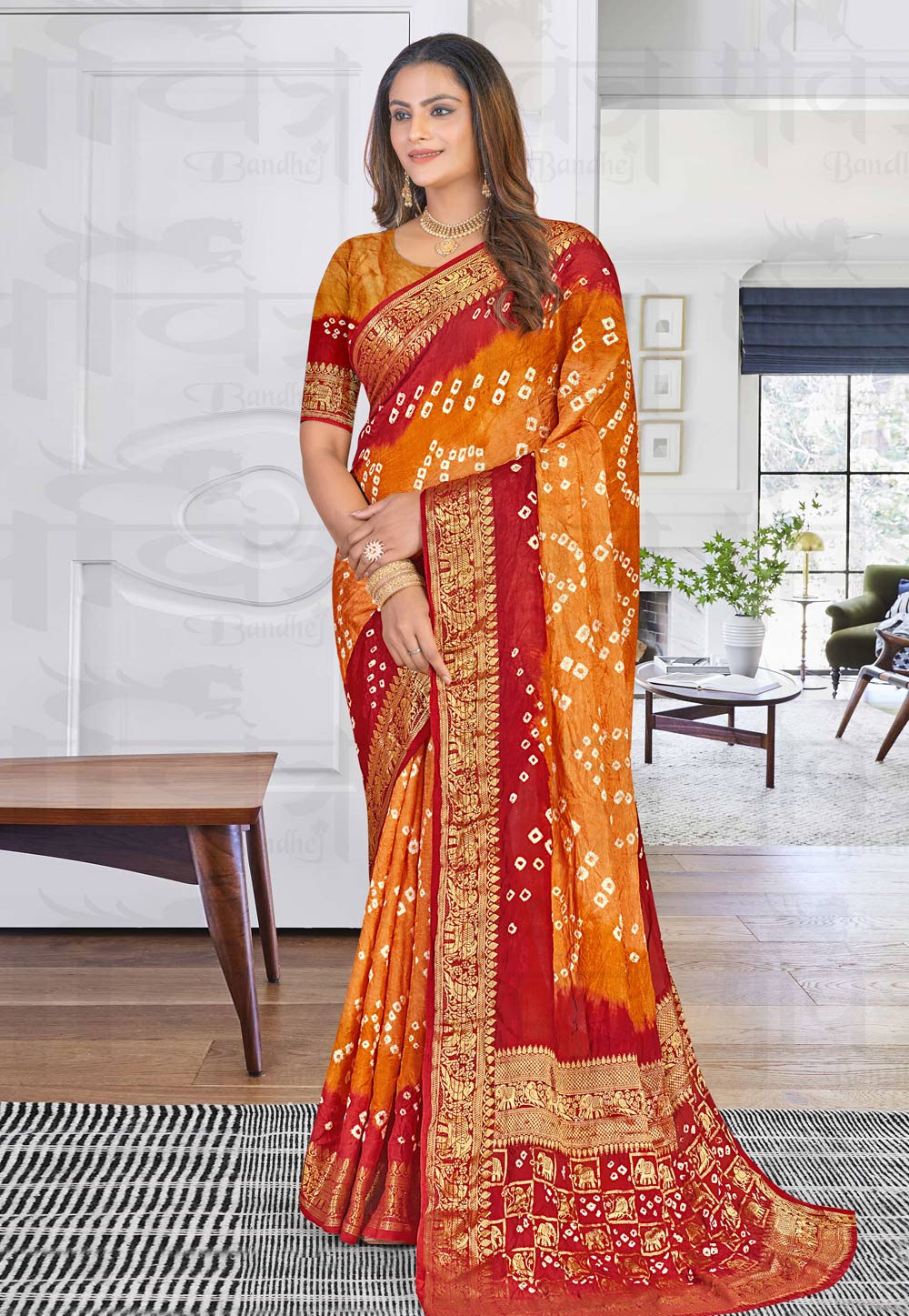 Orange Art Silk Saree With Blouse 256896