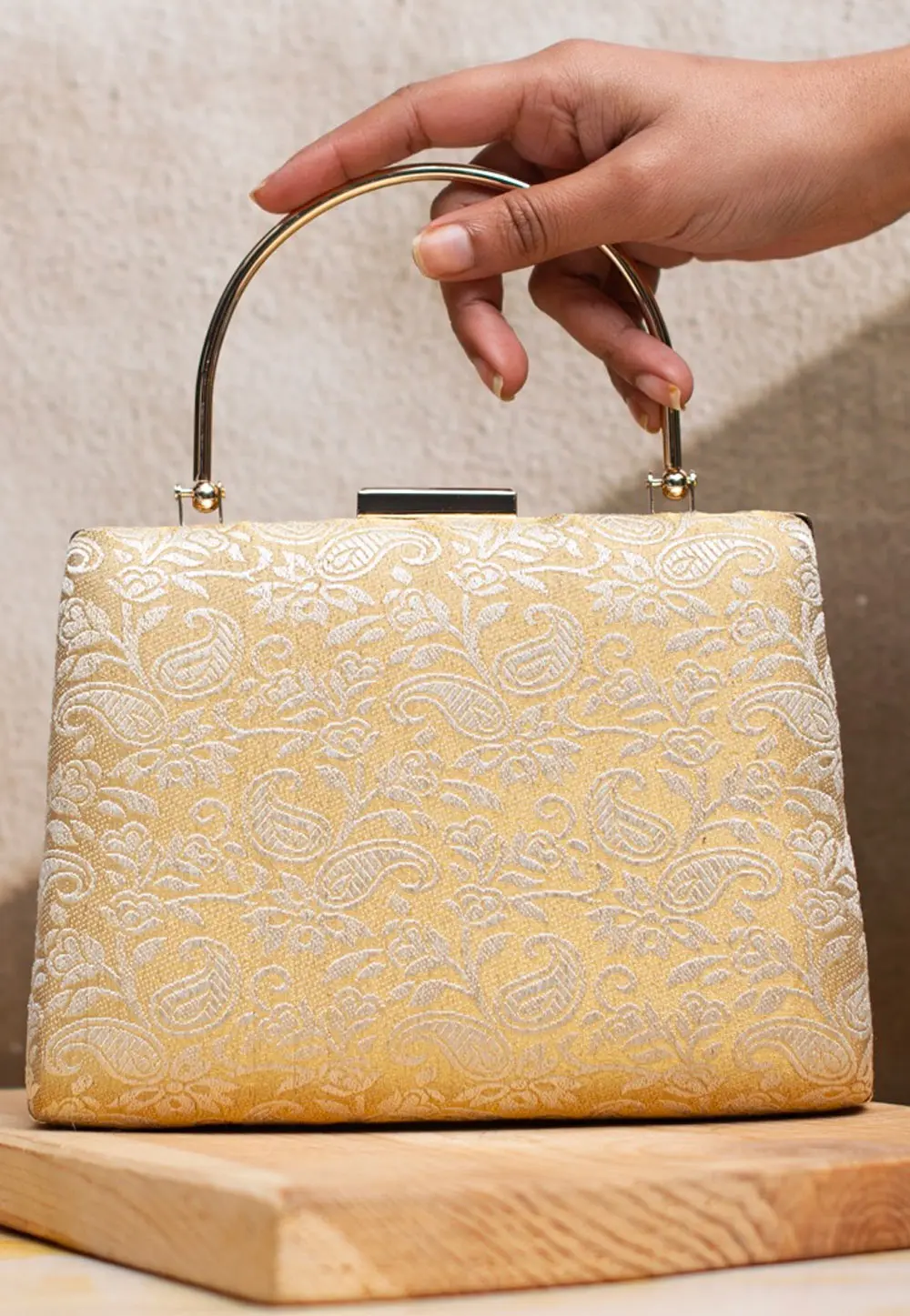 Beige Art Silk Clutch 298998