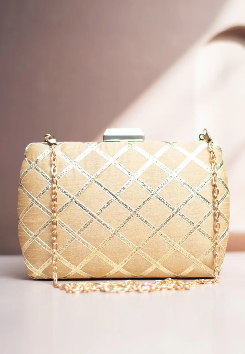 Beige Art Silk Clutch 299573