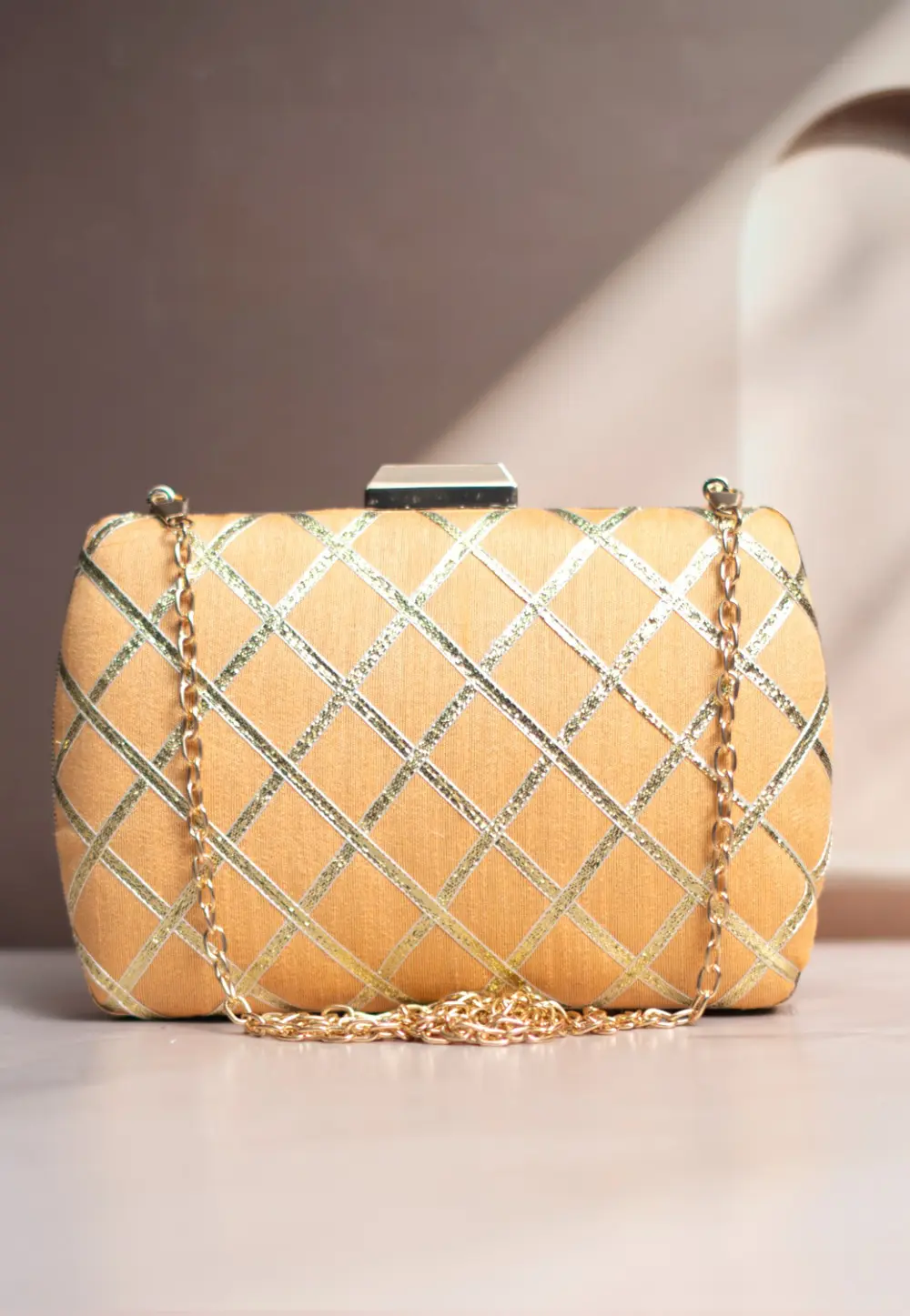 Beige Art Silk Clutch 299589