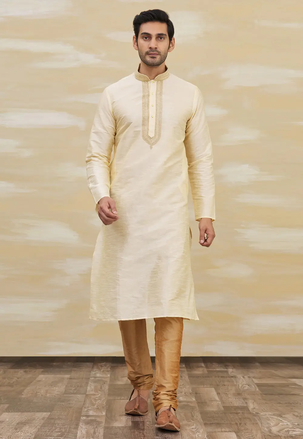 Beige Art Silk Kurta Pajama 300274