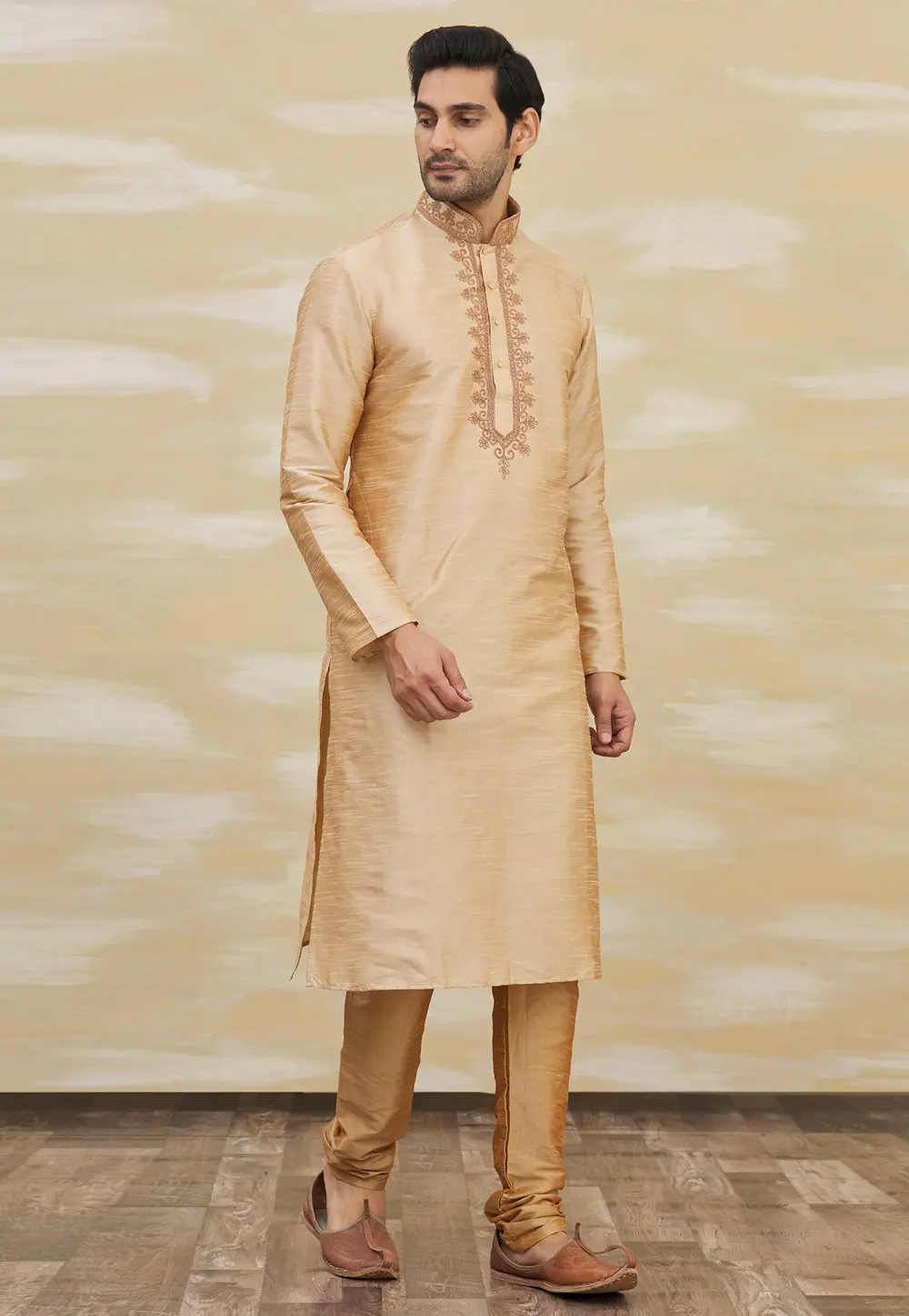 Beige Art Silk Kurta Pajama 300281