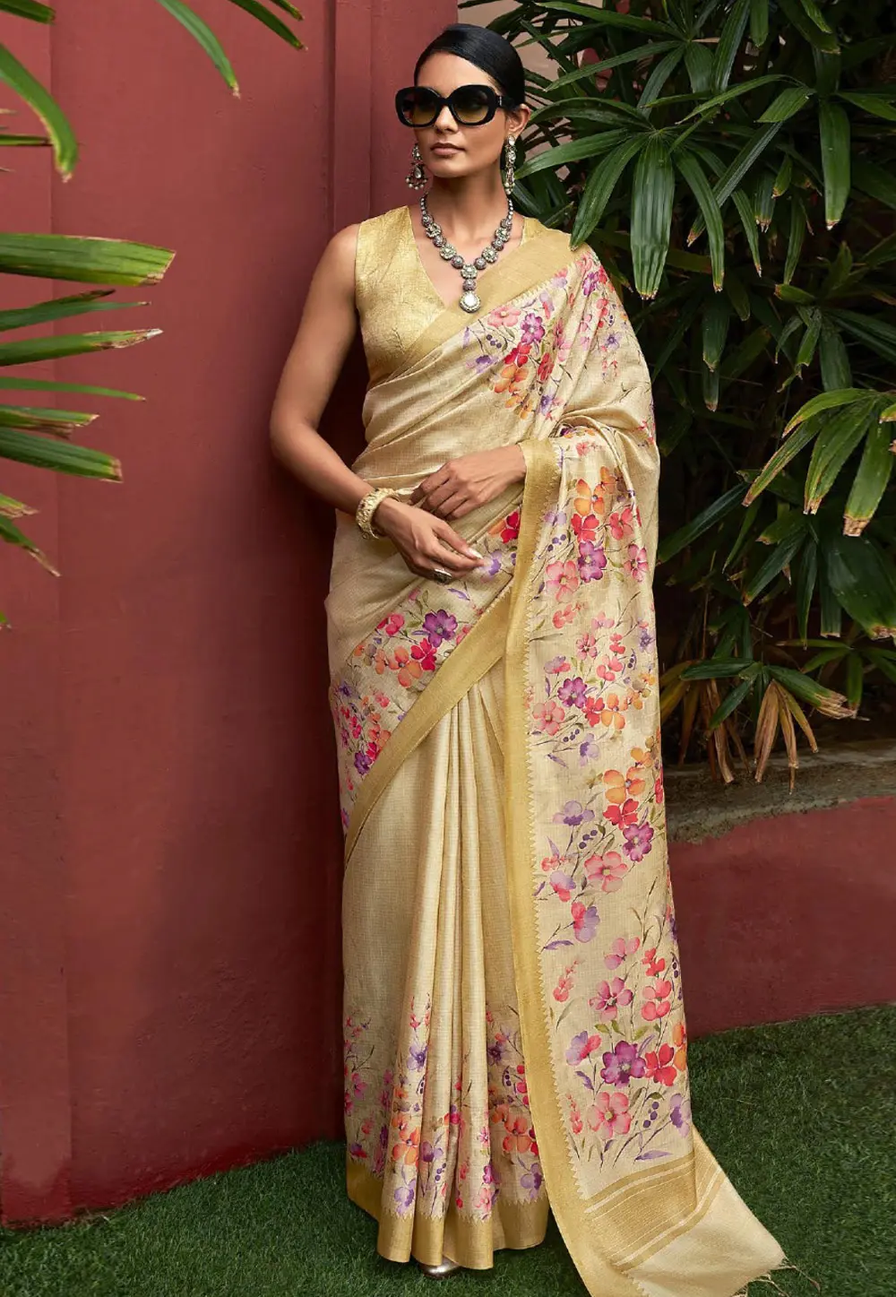 Beige Art Silk Saree With Blouse 297412