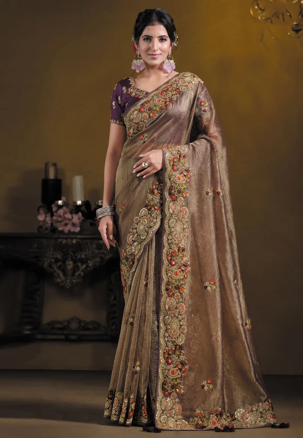 Beige Banarasi Saree 302016