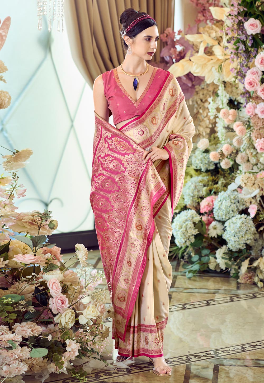 Beige Banarasi Silk Saree 304999