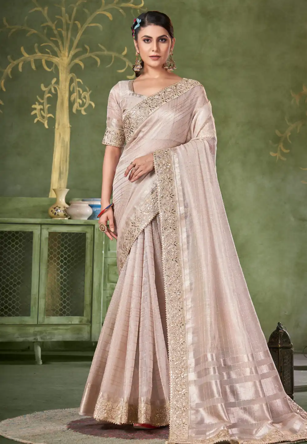 Beige Banarasi Silk Saree With Blouse 290676