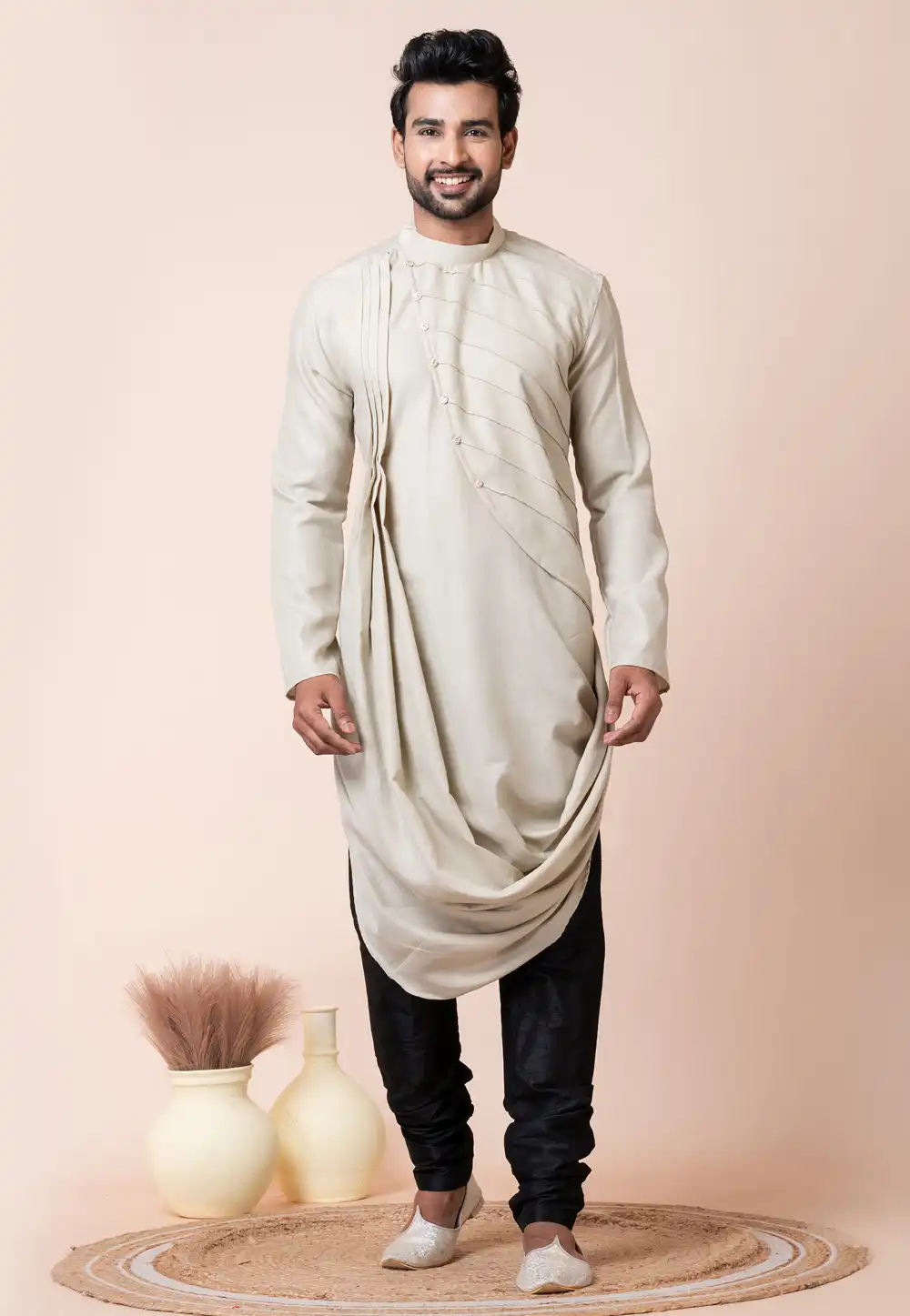 Beige Cotton Kurta Pajama 294335