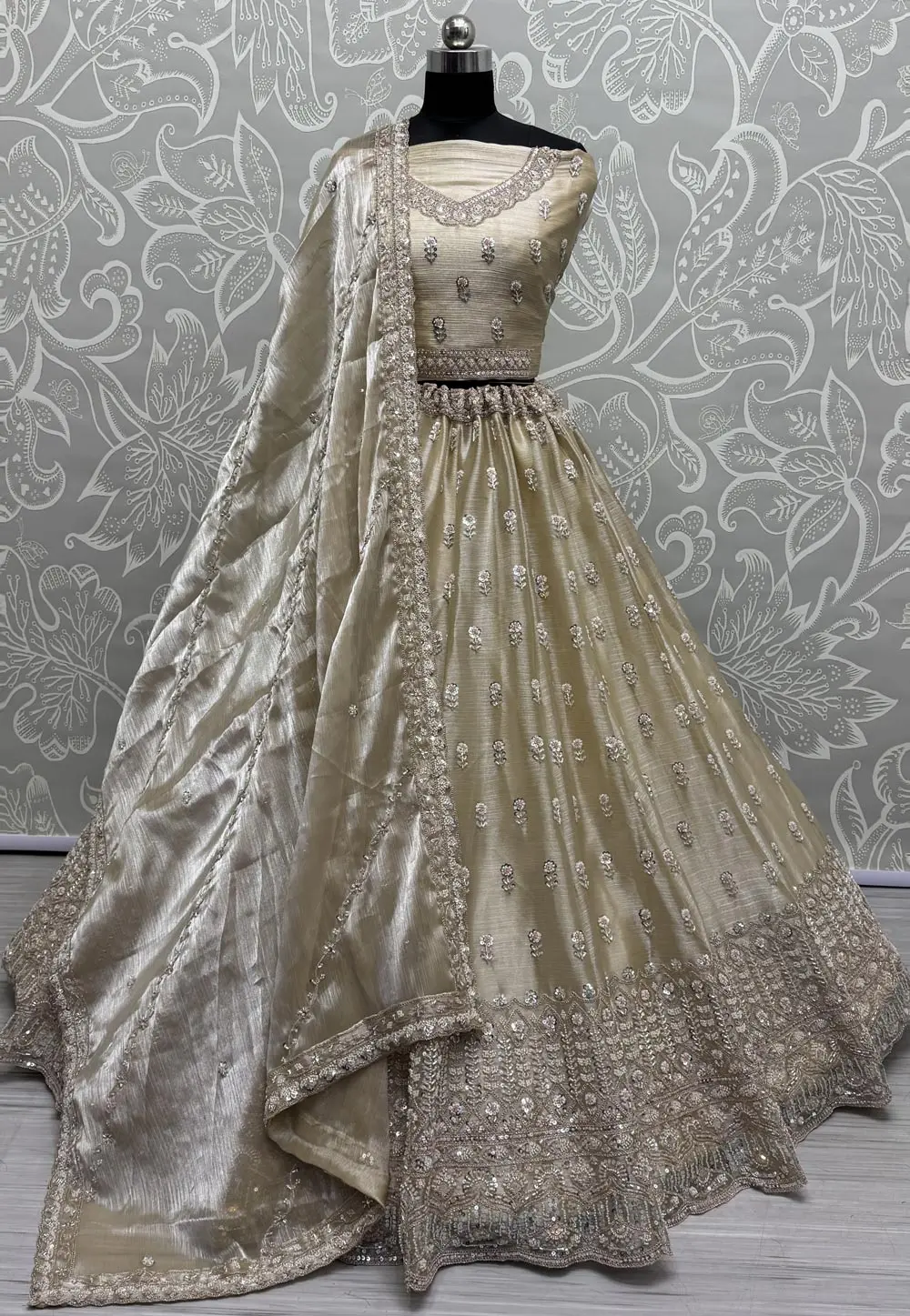 Beige Cotton Silk Wedding Lehenga Choli 299750