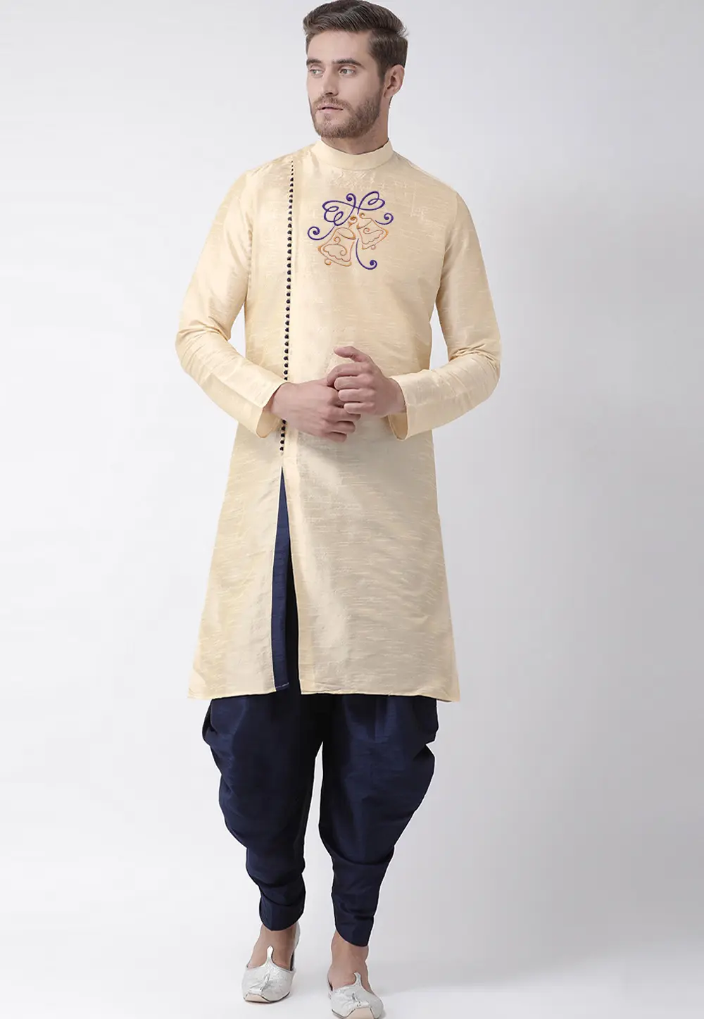 Beige Dupion Silk Dhoti Kurta 303390