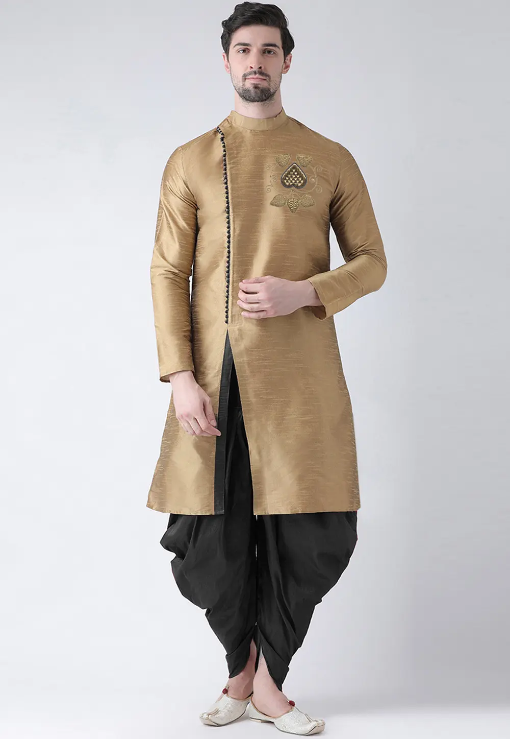 Beige Dupion Silk Dhoti Kurta 304473