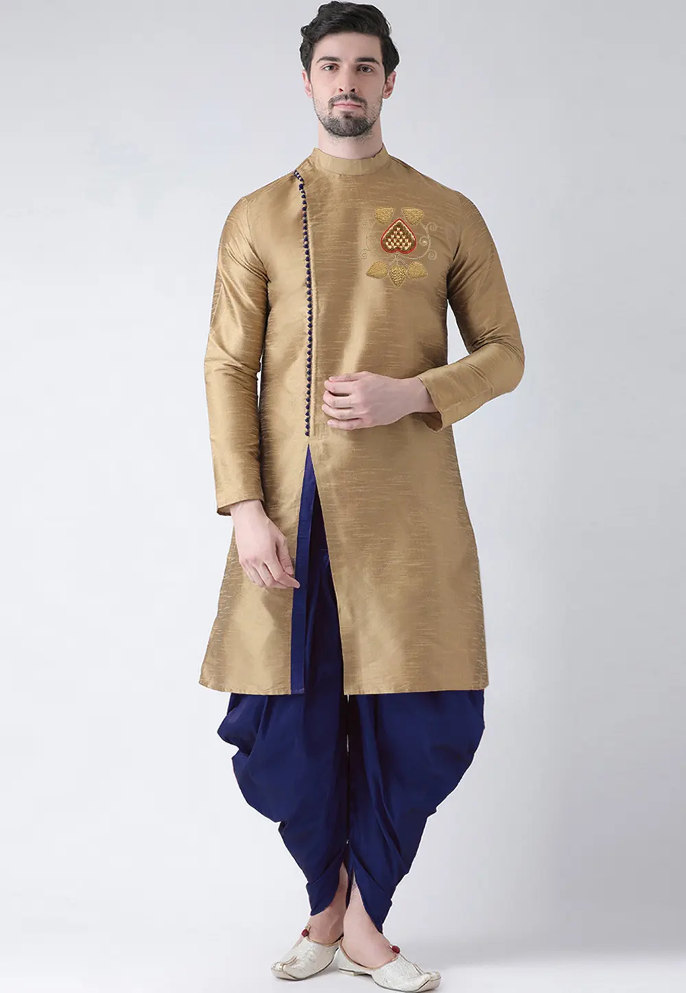 Beige Dupion Silk Dhoti Kurta 304477