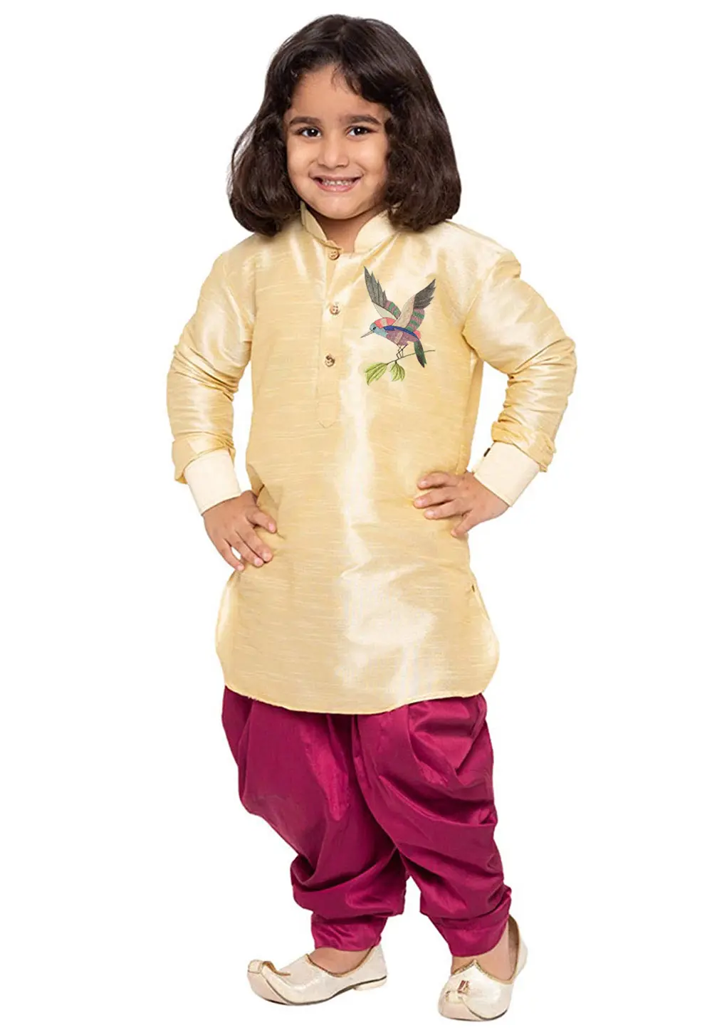 Beige Dupion Silk Kids Dhoti Kurta 301795