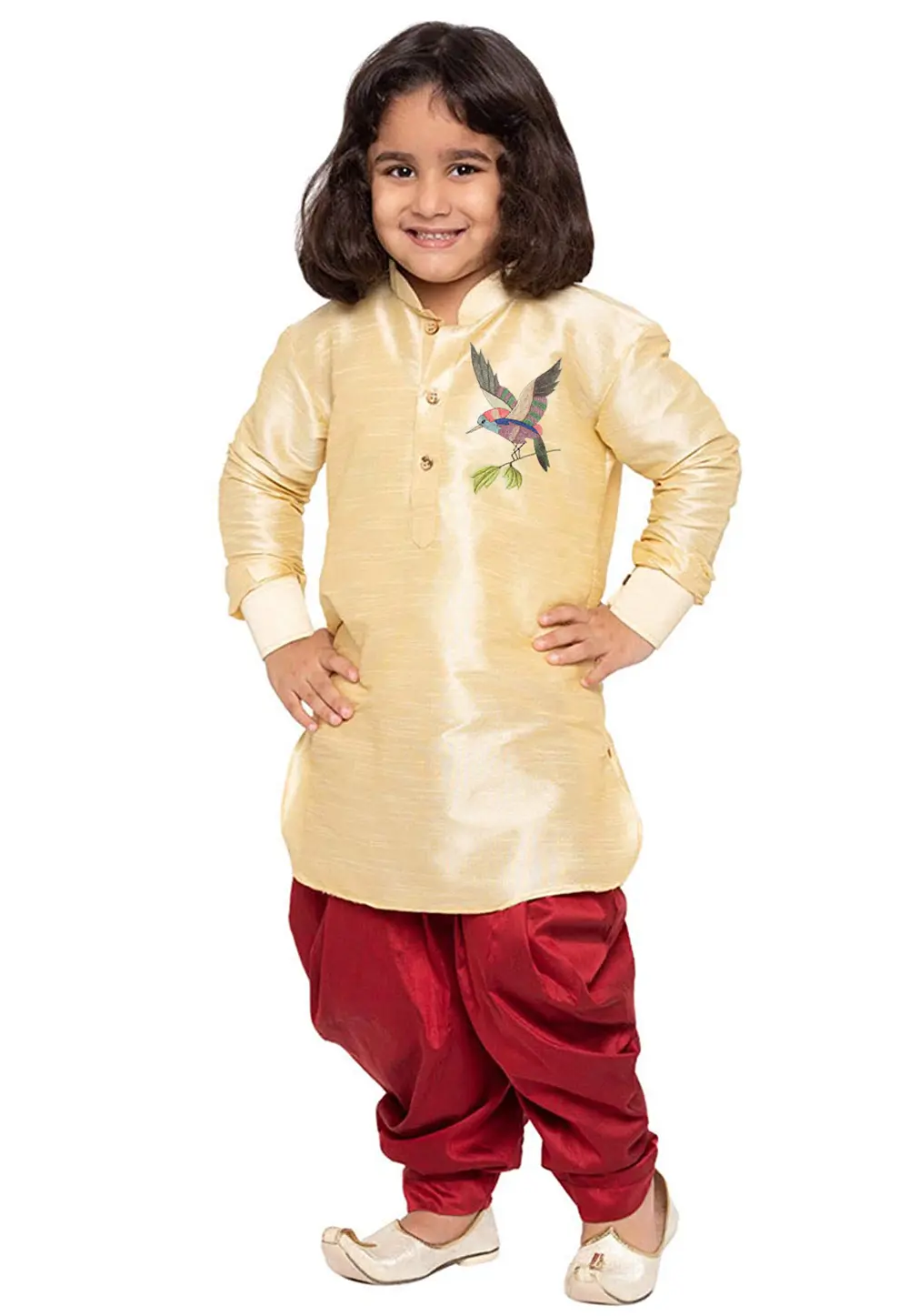 Beige Dupion Silk Kids Dhoti Kurta 301796