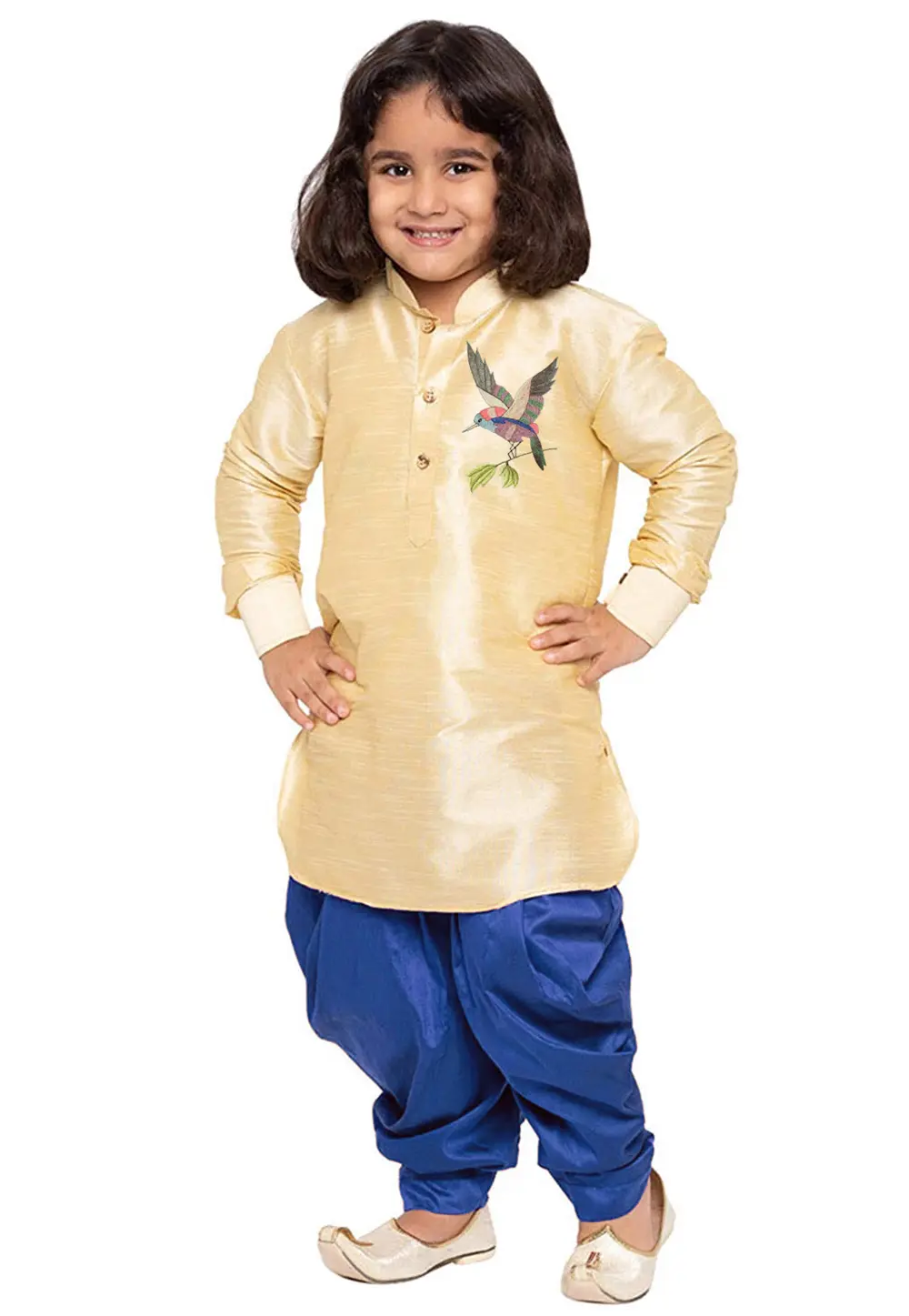 Beige Dupion Silk Kids Dhoti Kurta 301797