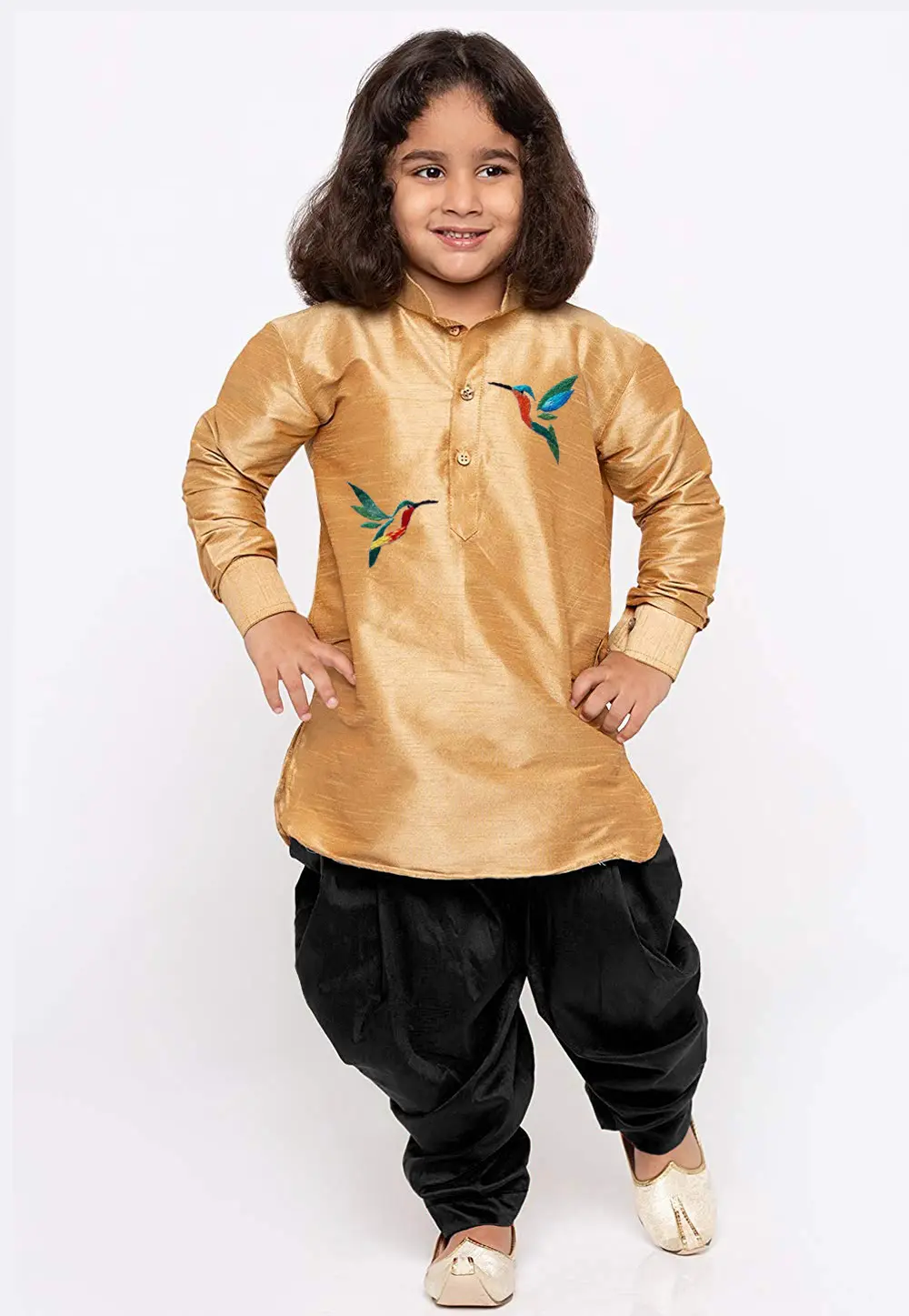 Beige Dupion Silk Kids Dhoti Kurta 301813