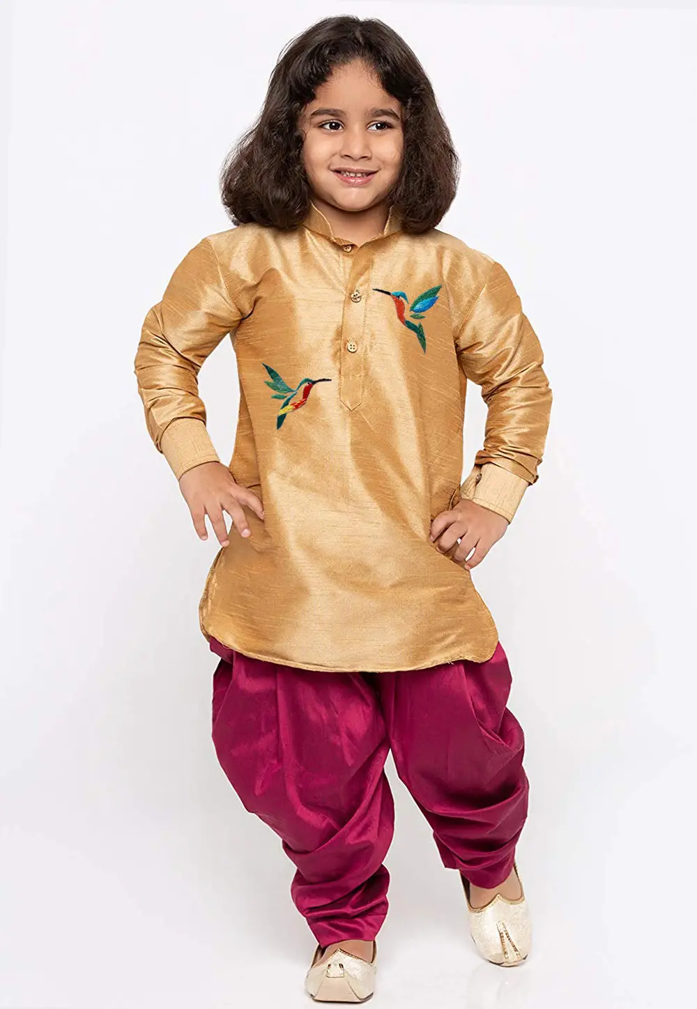 Beige Dupion Silk Kids Dhoti Kurta 301814