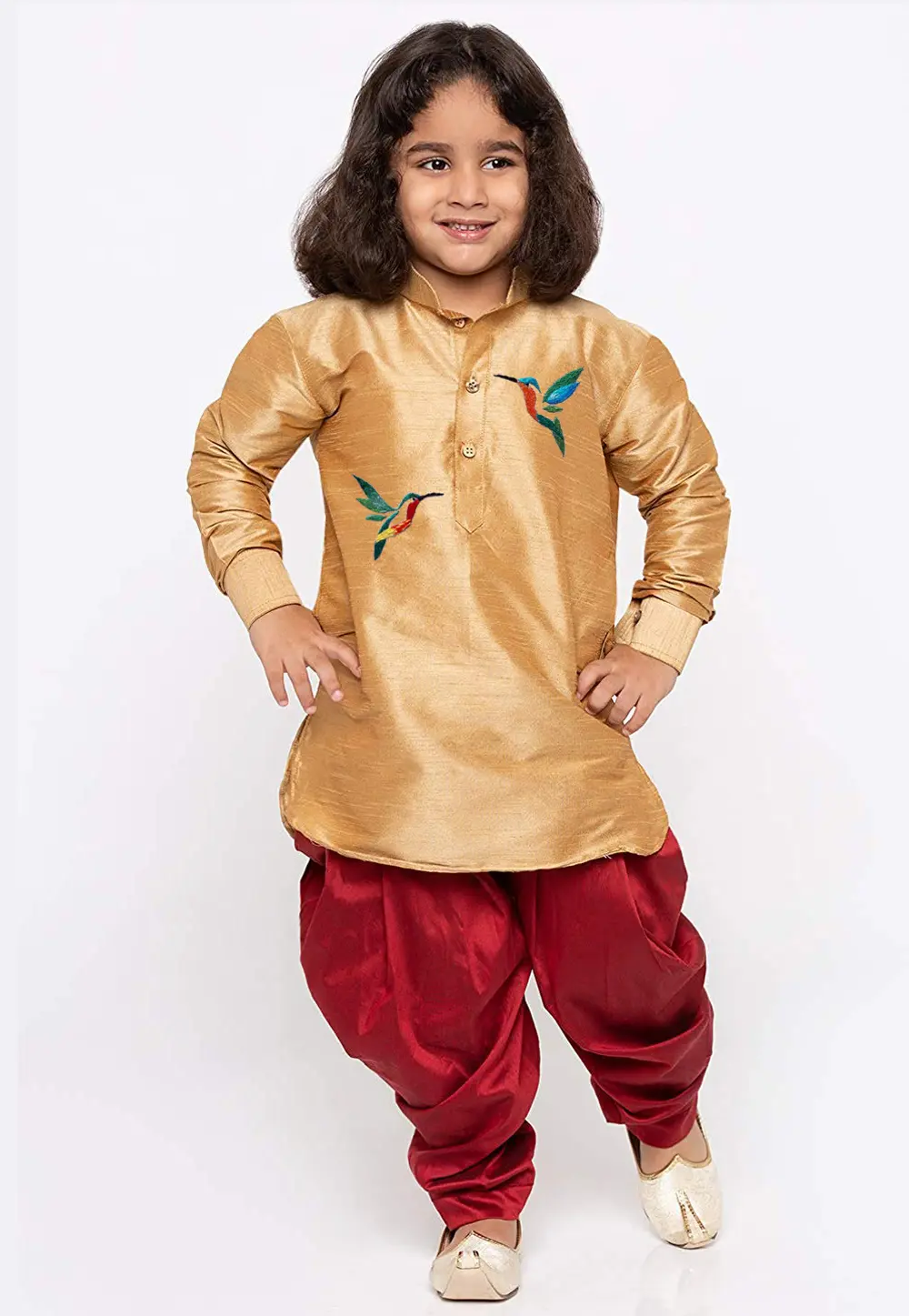 Beige Dupion Silk Kids Dhoti Kurta 301815