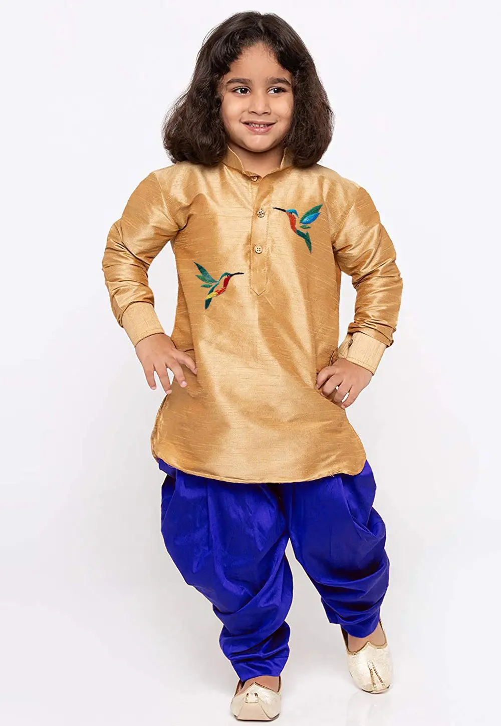 Beige Dupion Silk Kids Dhoti Kurta 301817