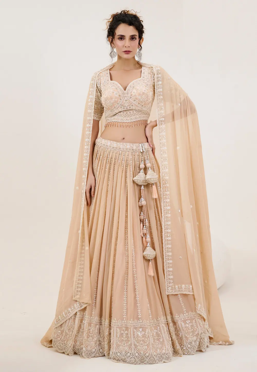 Beige Georgette Lehenga Choli 298221