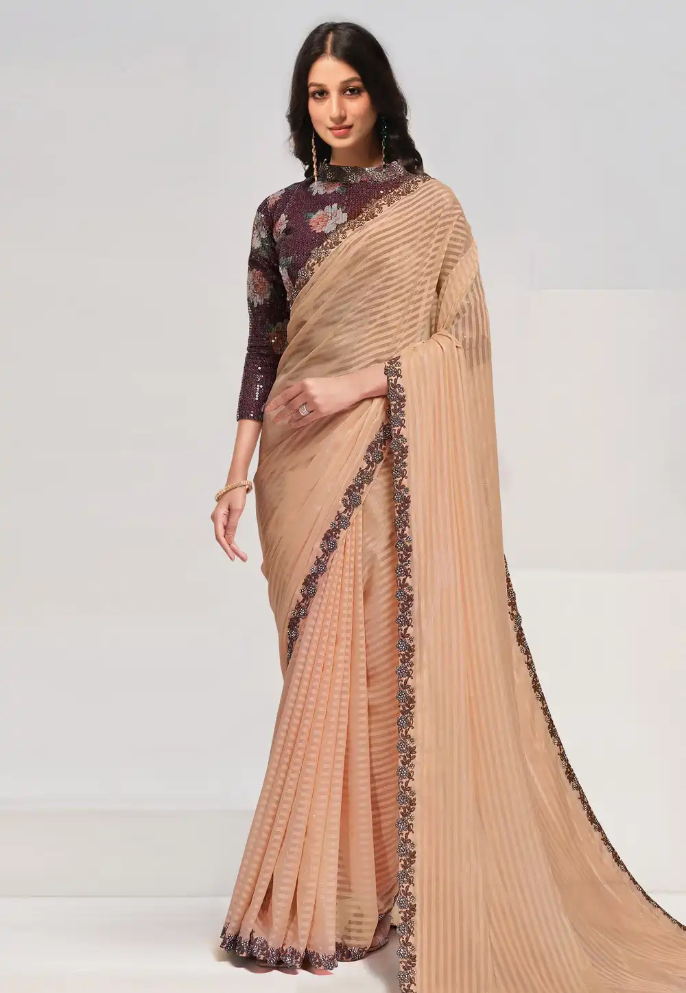 Beige Georgette Saree With Blouse 293085