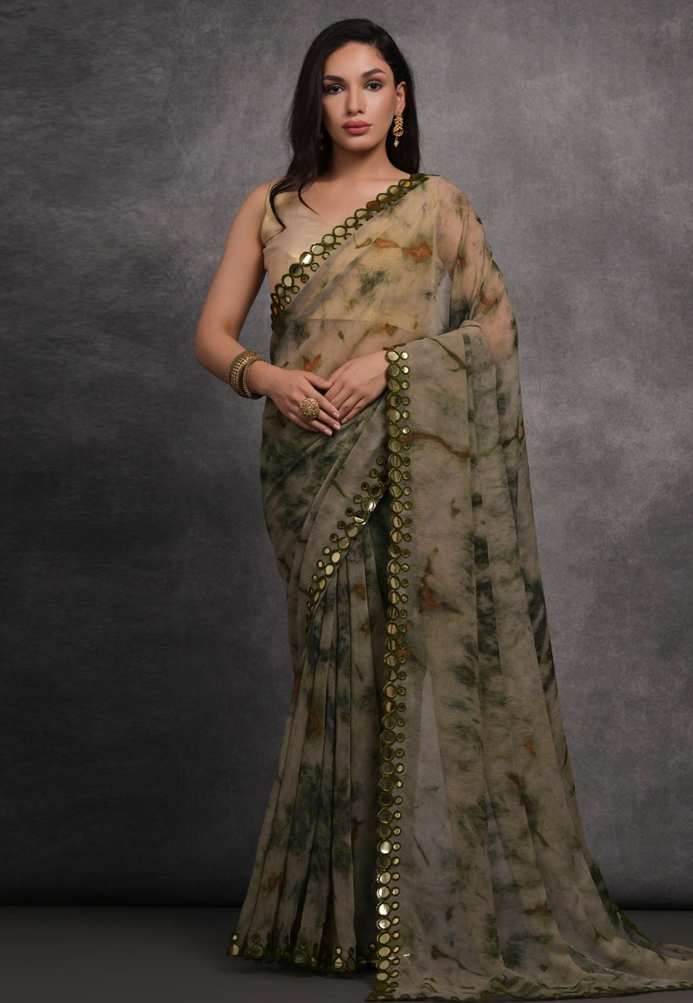 Beige Georgette Saree With Blouse 286467
