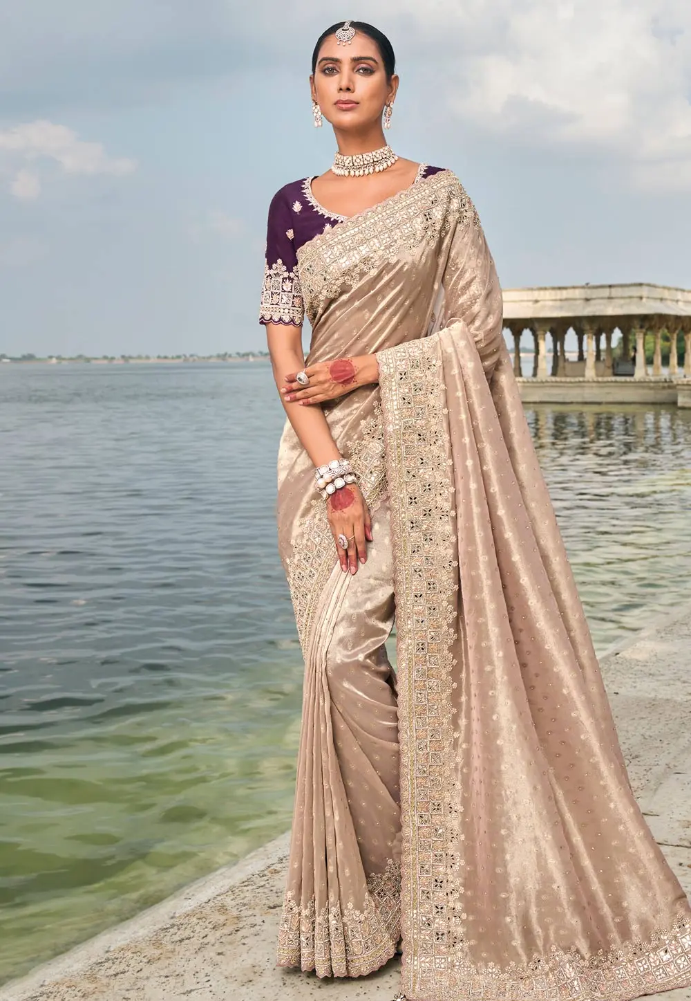 Beige Kanjivaram Silk Saree 299495