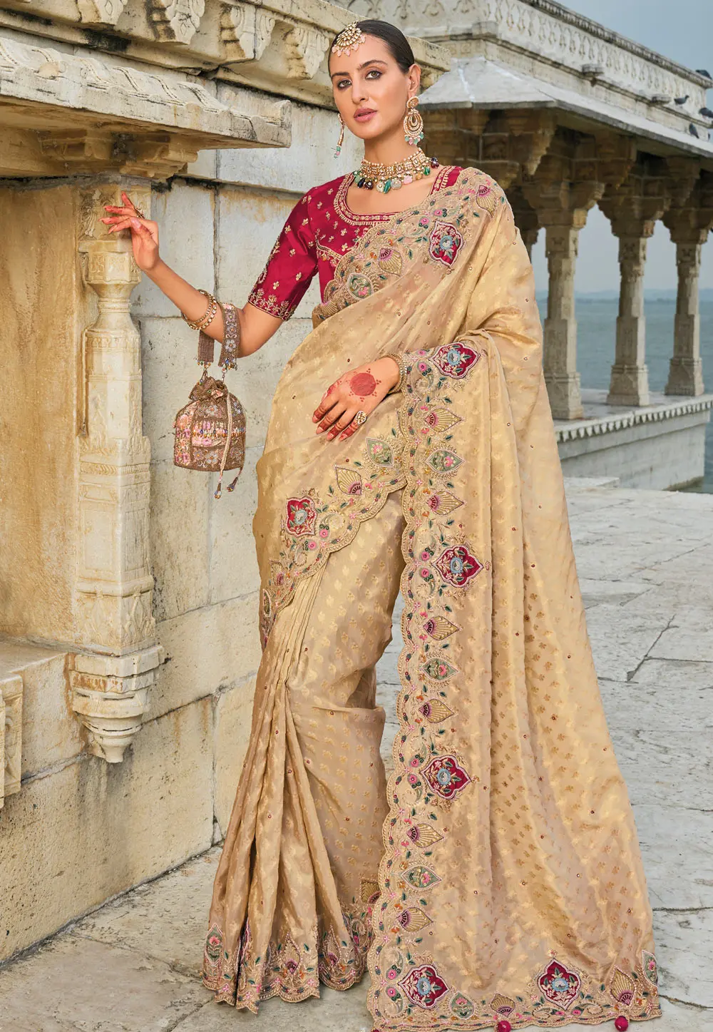 Beige Kanjivaram Silk Saree 299498