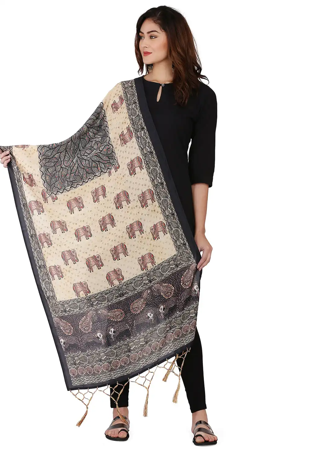 Beige Muslin Dupatta 292364