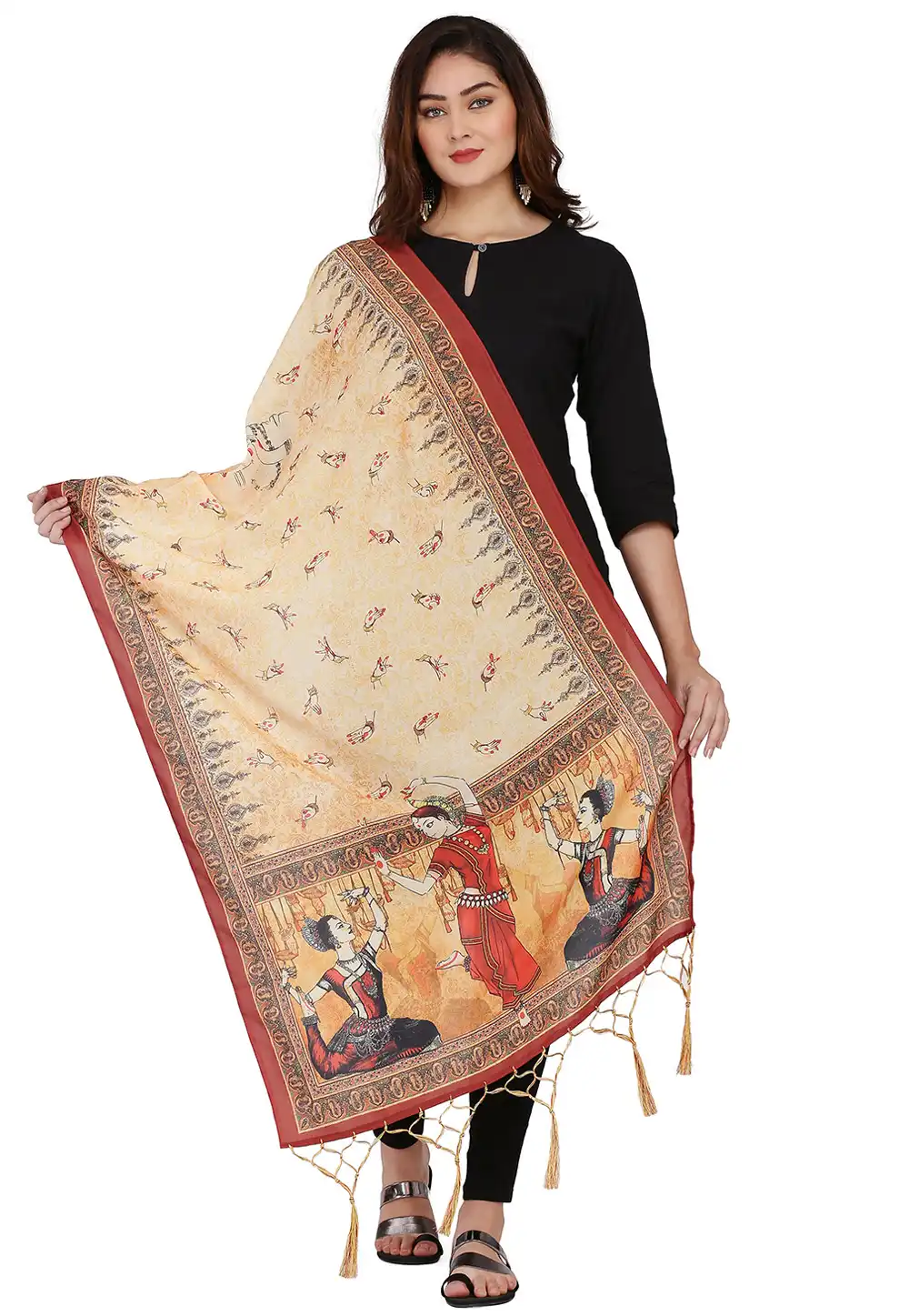 Beige Muslin Dupatta 292366