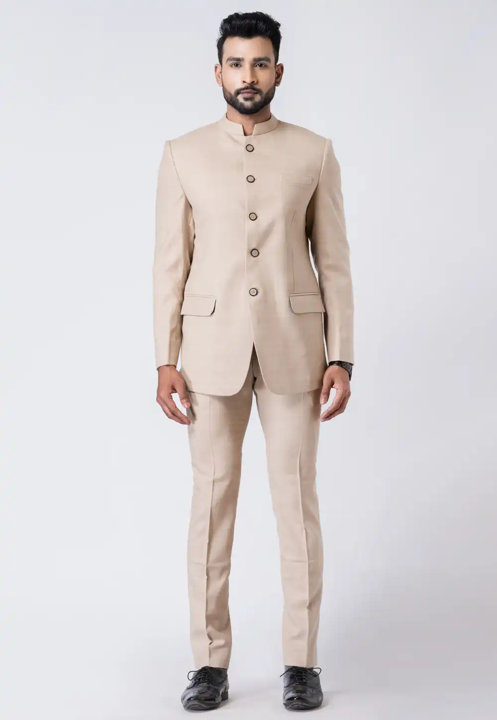 Beige Polyester Jodhpuri Suit 295098