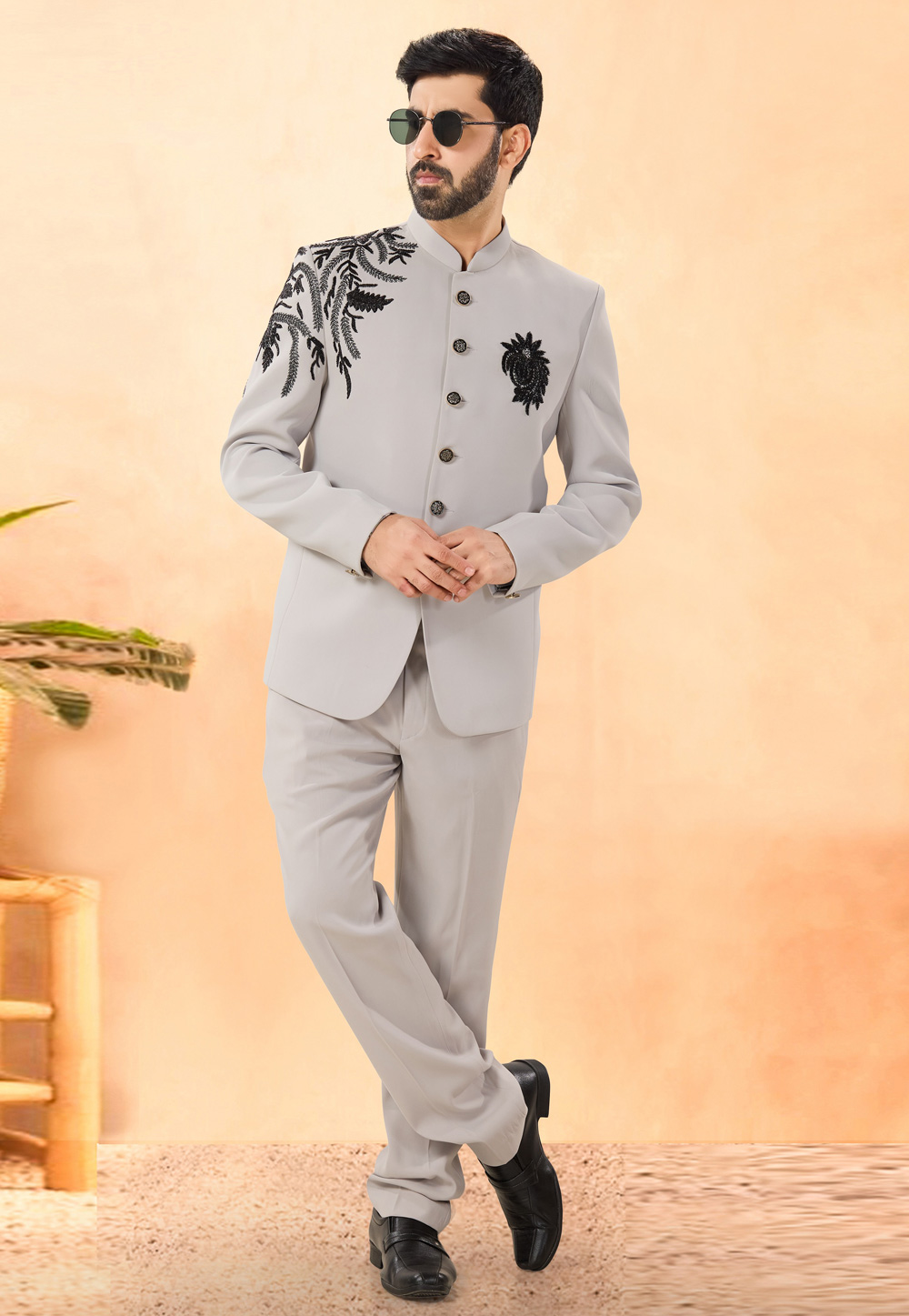 Beige Rayon Jodhpuri Suit 306145