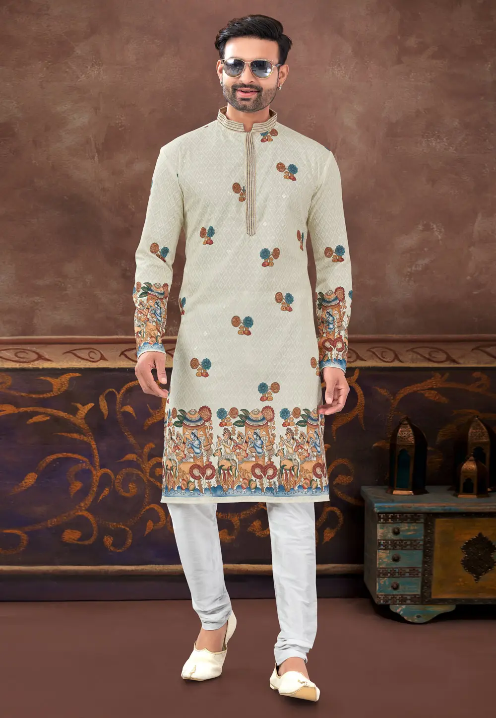 Beige Rayon Kurta Pajama 296876