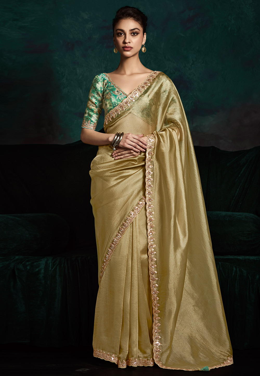 Beige Satin Silk Saree With Blouse 304986