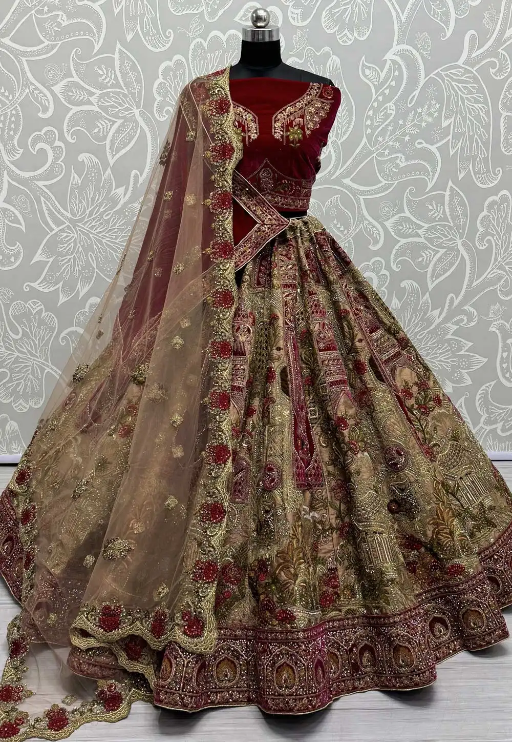 Beige Silk Bridal Lehenga Choli 293259