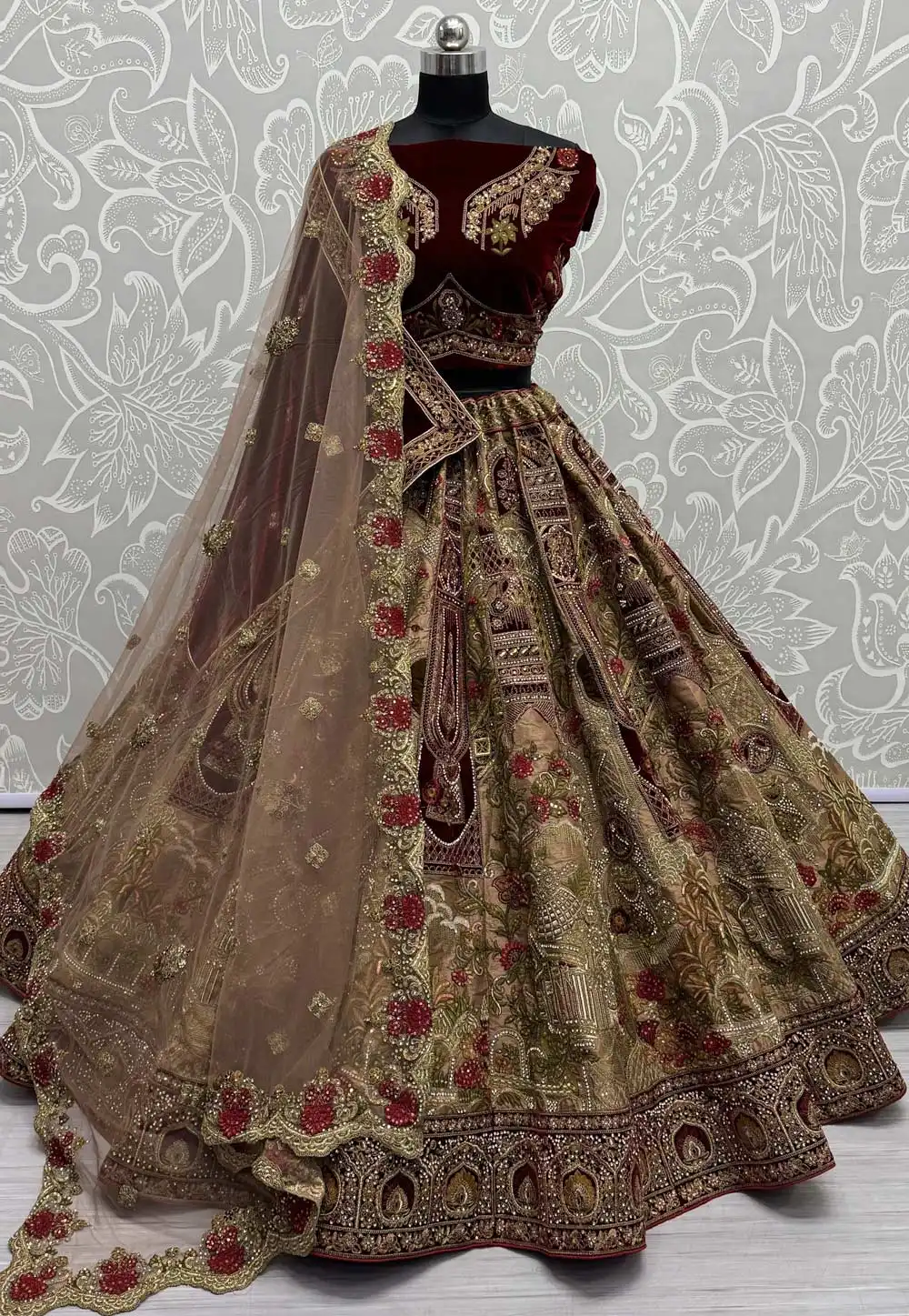 Beige Silk Bridal Lehenga Choli 293261