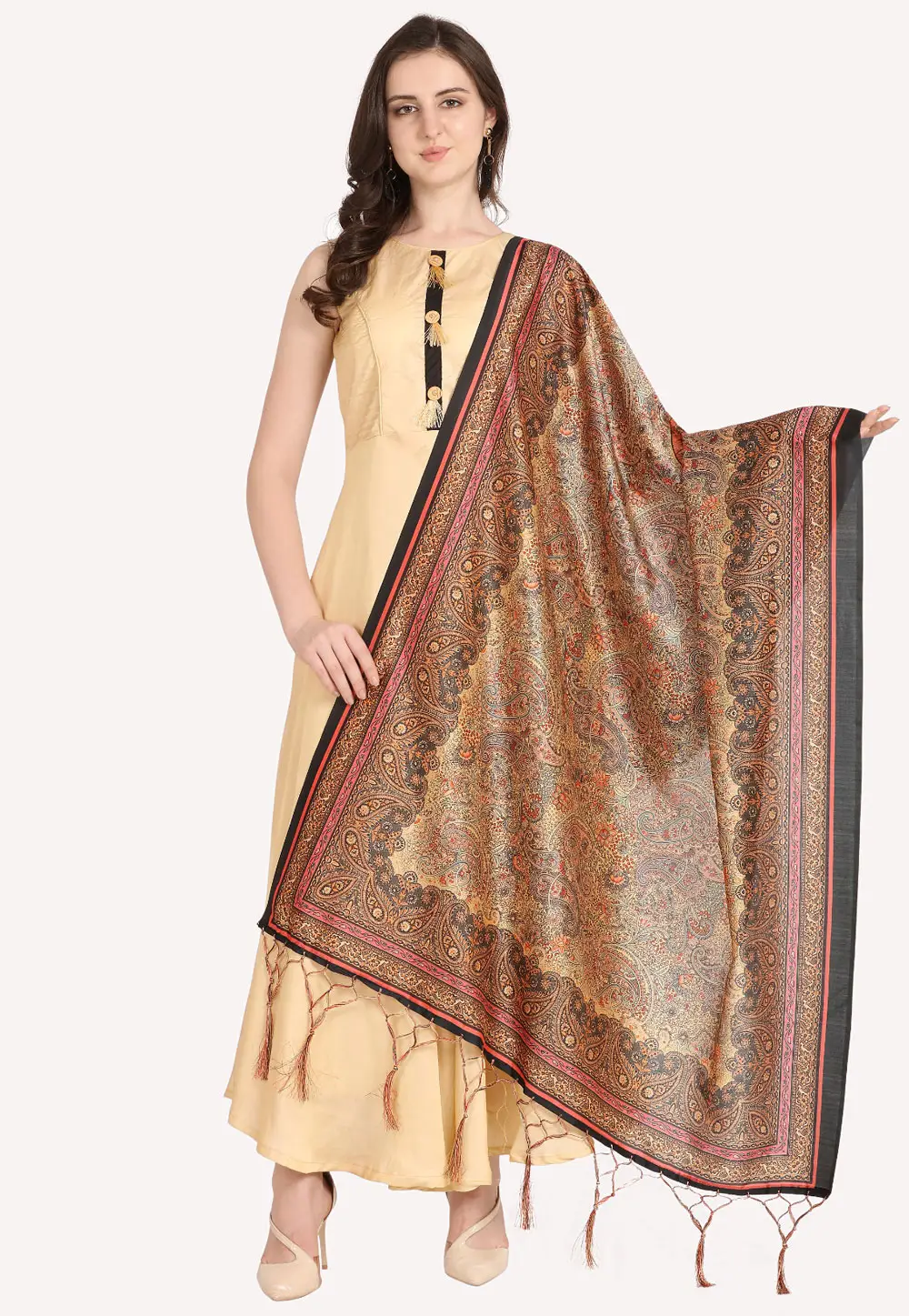 Beige Silk Dupatta 296505