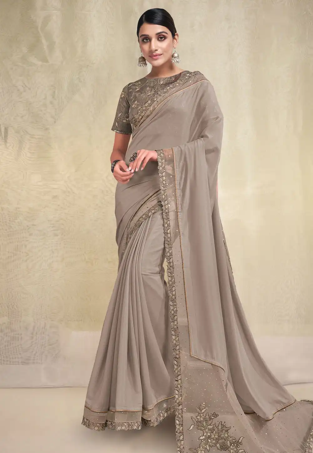 Beige Silk Georgette Saree With Blouse 291786